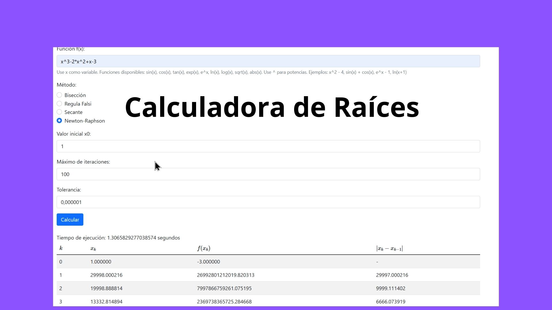 Calculadora de raices